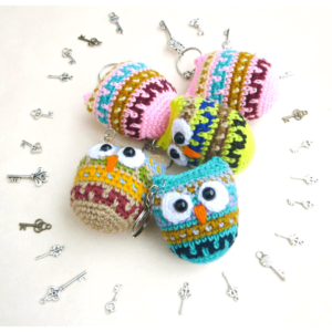 This lovely Magical Owl Keychain pattern is a perfect gift. It works up really fast (about an hour) and is also a great scrap busting project.